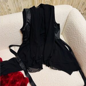 Black Sleeveless Draped Vest